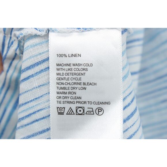 Tommy Bahama Top Beachy Women Small Blue Sleeveless Linen Lace Up Shirt Stripes - Picture 6 of 7